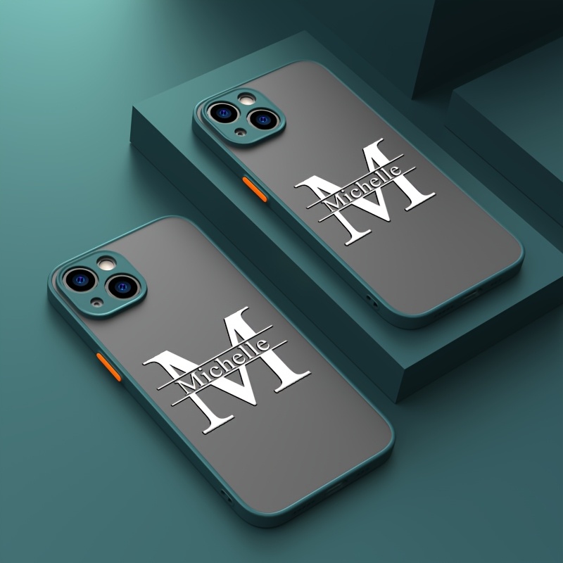 TEMU Phone Case: 1pc Of Personalized Customized Initials Name Matte Translucent Shockproof Armor Phone Case Compatible With Iphone 17 16 15 14 13 12
