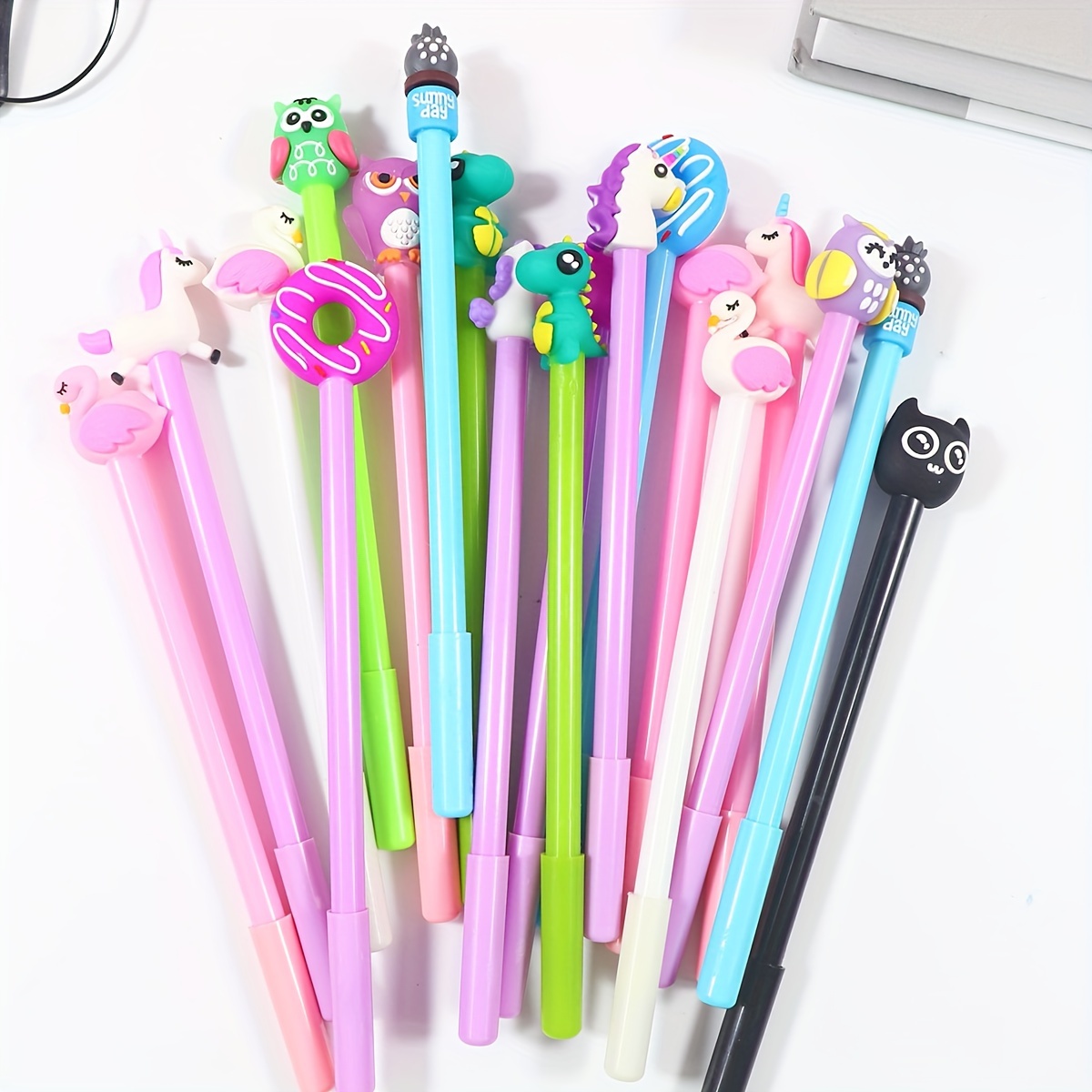 

20-pack Cartoon Ballpoint Pens With Extra Fine Point, Plastic Round Body, Click-off Cap, Blue Ink - Fun Writing Pens For School Prizes And Birthday Gifts (random Colors And Styles)
