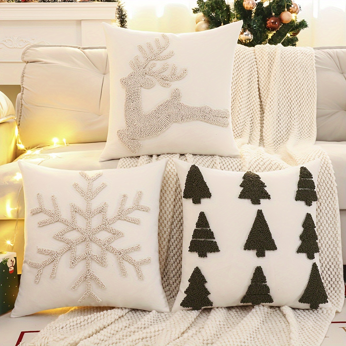 

Traditional- Christmas , Of 1, Embroidered Cushion Pattern , , And Christmas Tree For -