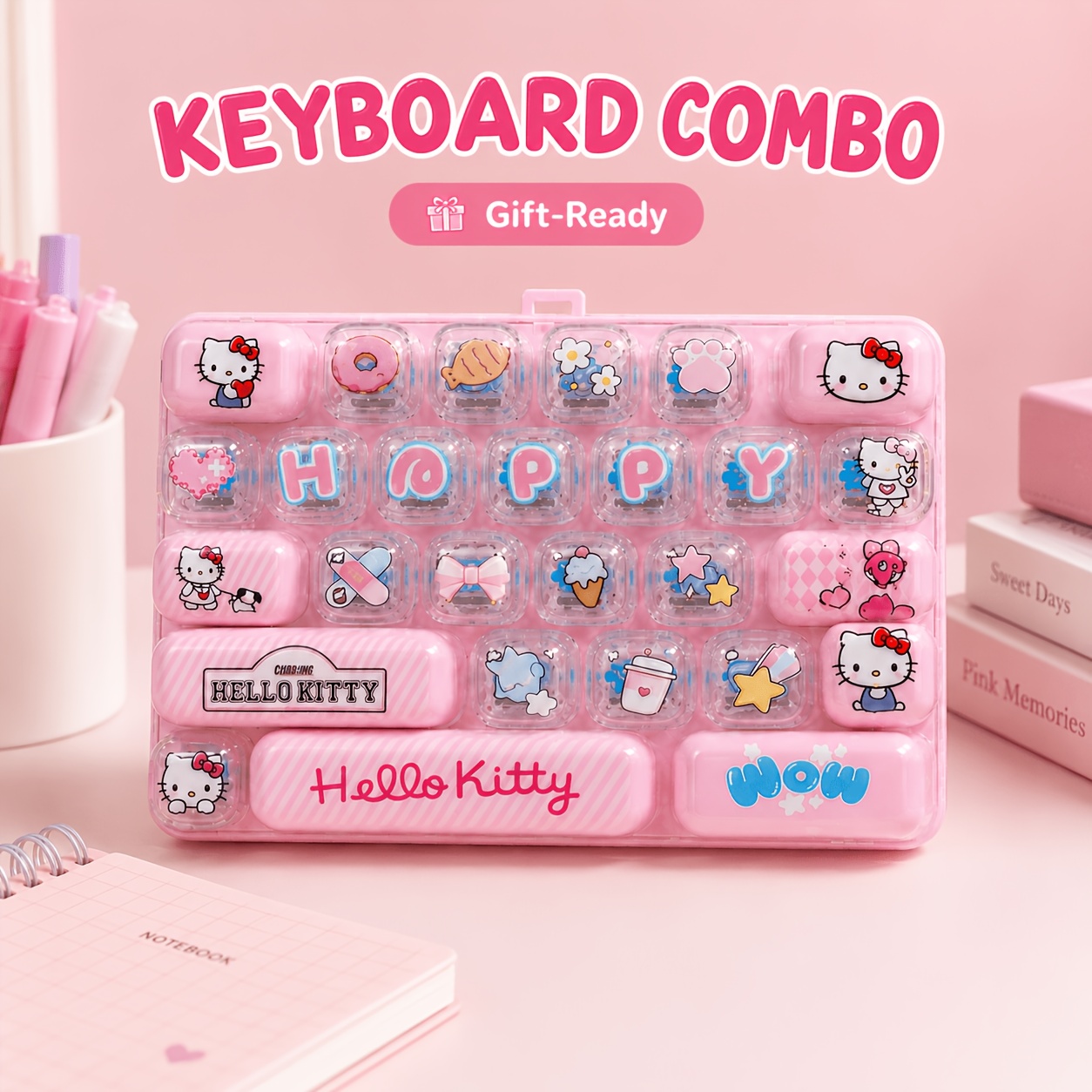 TEMU 1pc Random Style Cute Character 26-key Keyboard Pop Fidget Toy, Sensory Stress Relief Novelty Toy, Desk Fidget For Back To School, Classroom