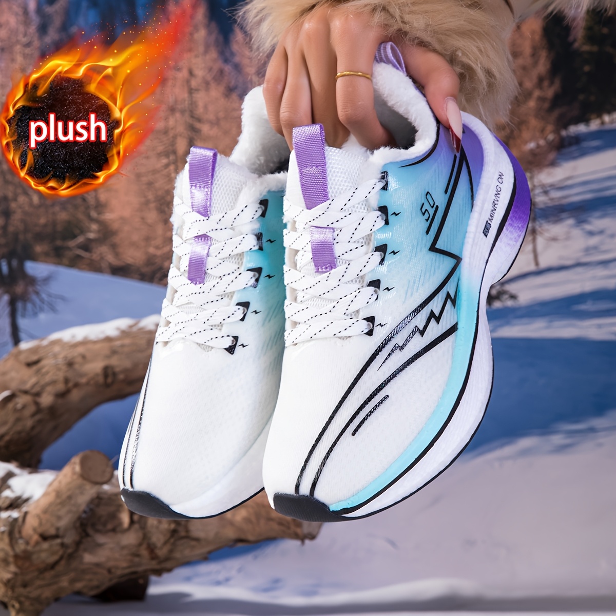 Image of Gradient Lined Women's Outdoor Snow Boots, Full Collar Blocks Cold Wind, Fashionable Gradient Color Matching, Suitable For City Winter Trips Evening Short Snow Warm Footwear
