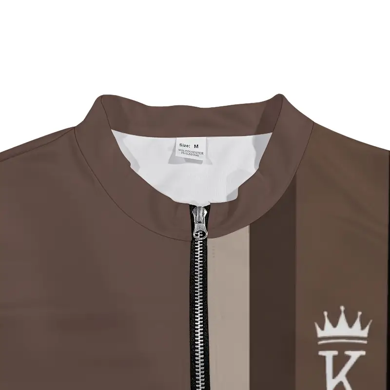 2025 autumn new khaki brown color block minimalist pattern mens casual sportswear set fashion trendy half zip crew neck pullover long sleeve tee athletic leisure joggers for daily wear sports walking commuting Product details 3