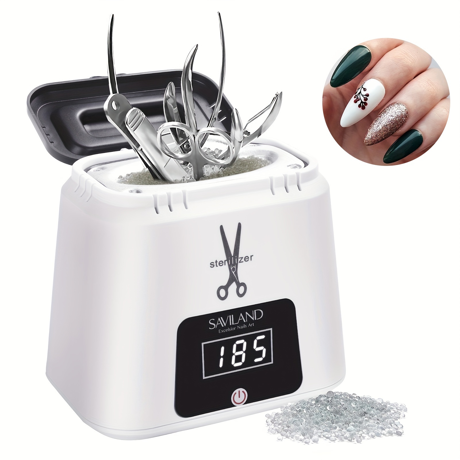 

Saviland Electric Nail : Portable 365 F Nail White Tool With Glass Beads High Pressure Sterilizer, Can Disinfect Tool More And Safelyf