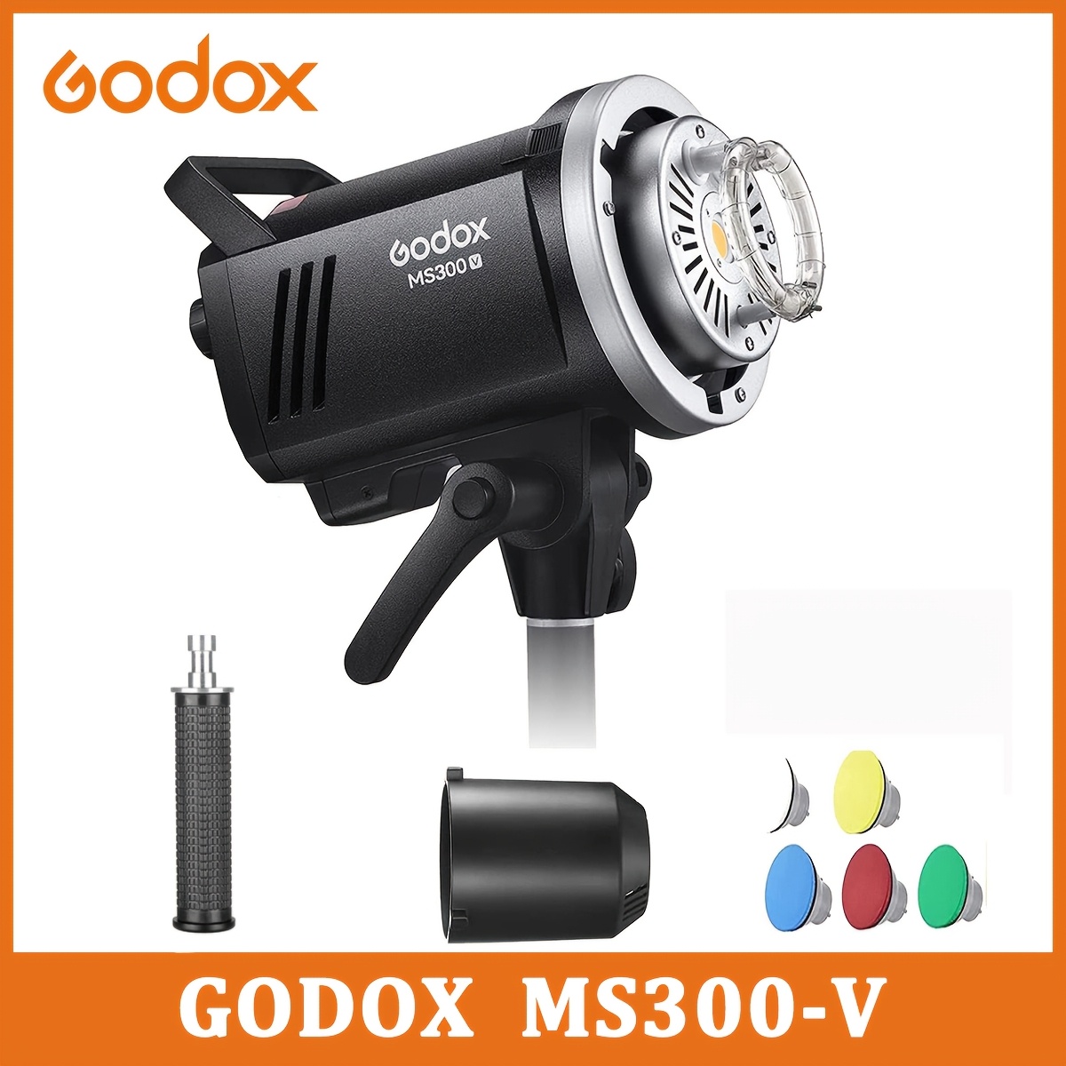 Godox MS300V MS300-V (MS300 Upgraded Version) 300W Compact Studio Strobe Flash Light, GN58 0.1-1.8S Recycle Time, Bowens Mount LED Modeling Lamp For Photographic Studio Portrait Shooting