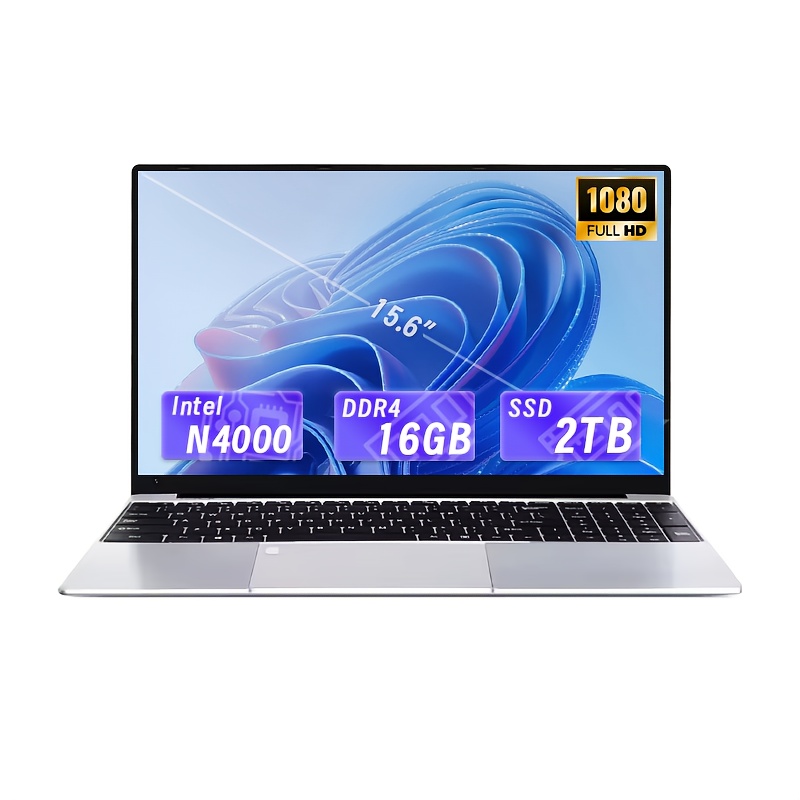 TEMU Laptop da 15.6 pollici con risoluzione 1080P, supporto per riconoscimento per sblocco sicuro, dotato di CPU Intel Celeron N4000, GPU Intel UHD