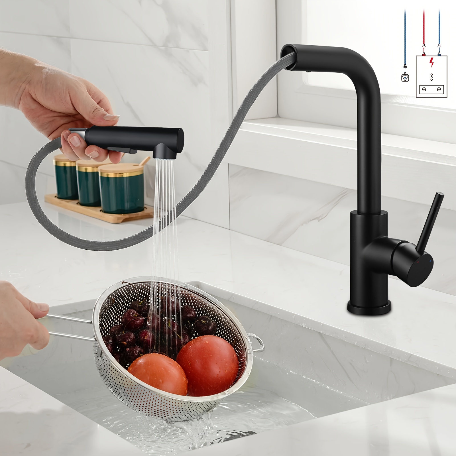 Low-pressure Kitchen Pull-out Faucet, Sink Faucet, , Faucet With Heads, Low-pressure Kitchen Faucet With 3 Boiler