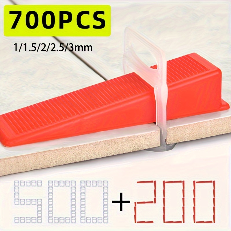 

500pcs Tile Leveling System Clips With 200pcs Reusable Wedges - Plastic Tile Spacers For Ceramic Wall And Floor Installation