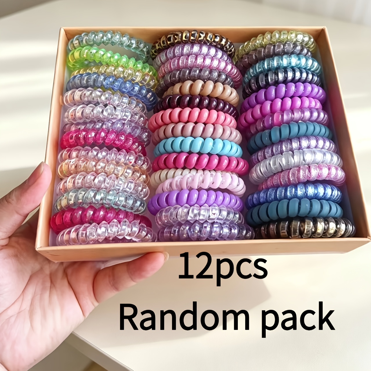 TEMU 12pcs Colorful Heart-shaped Grape Point Phone Cord Headband Mixed Styles, Suitable For Multi-functional Headband