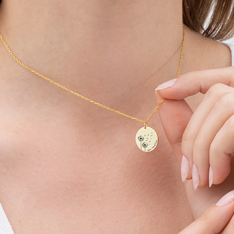 

Elegant And Simple 18k Golden Plated 304 Stainless Steel Pendant Necklace With Dandelion Design - And Gift Occasion - All , Day