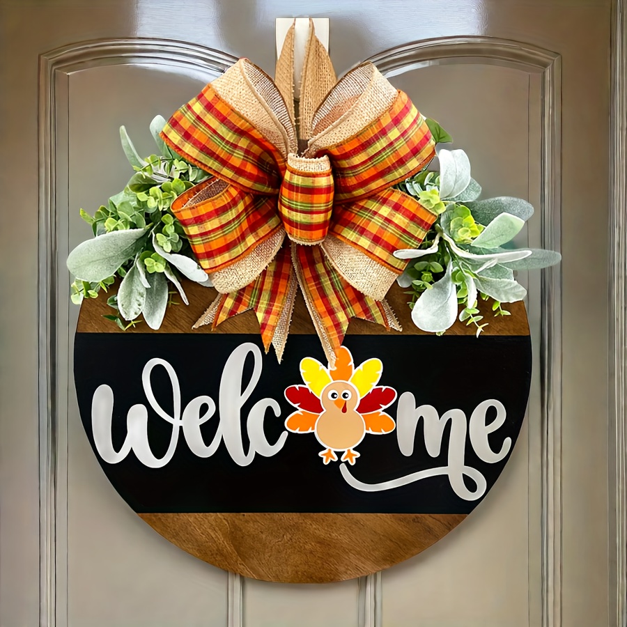 

Charming Wooden Thanksgiving Turkey Door Hanger - No Power Needed, Feather-free Outdoor Fall Decor