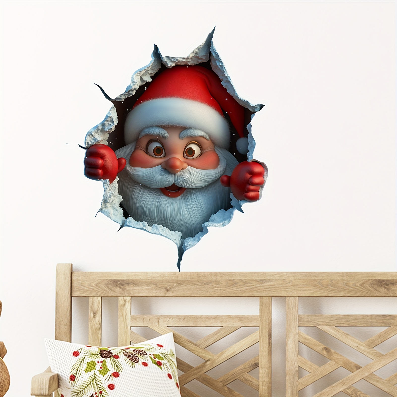 1pc Of 3d Christmas Wall Stickers For, Featuring A Santa Claus Design That To The Wall. Removable Vinyl Decals Are Perfect For Decorating Your Home For Christmas Parties