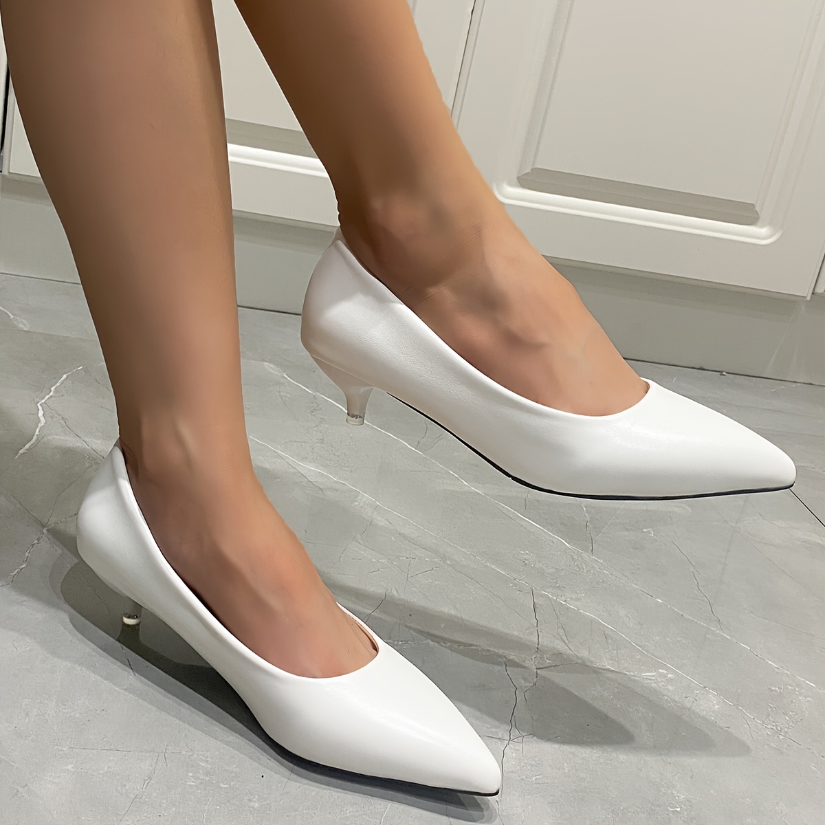 Image of Women' Elegant Soft Sole Kitten Heel Pointed Toe Women' Uniform Low Heel Shoes, Women Shoes