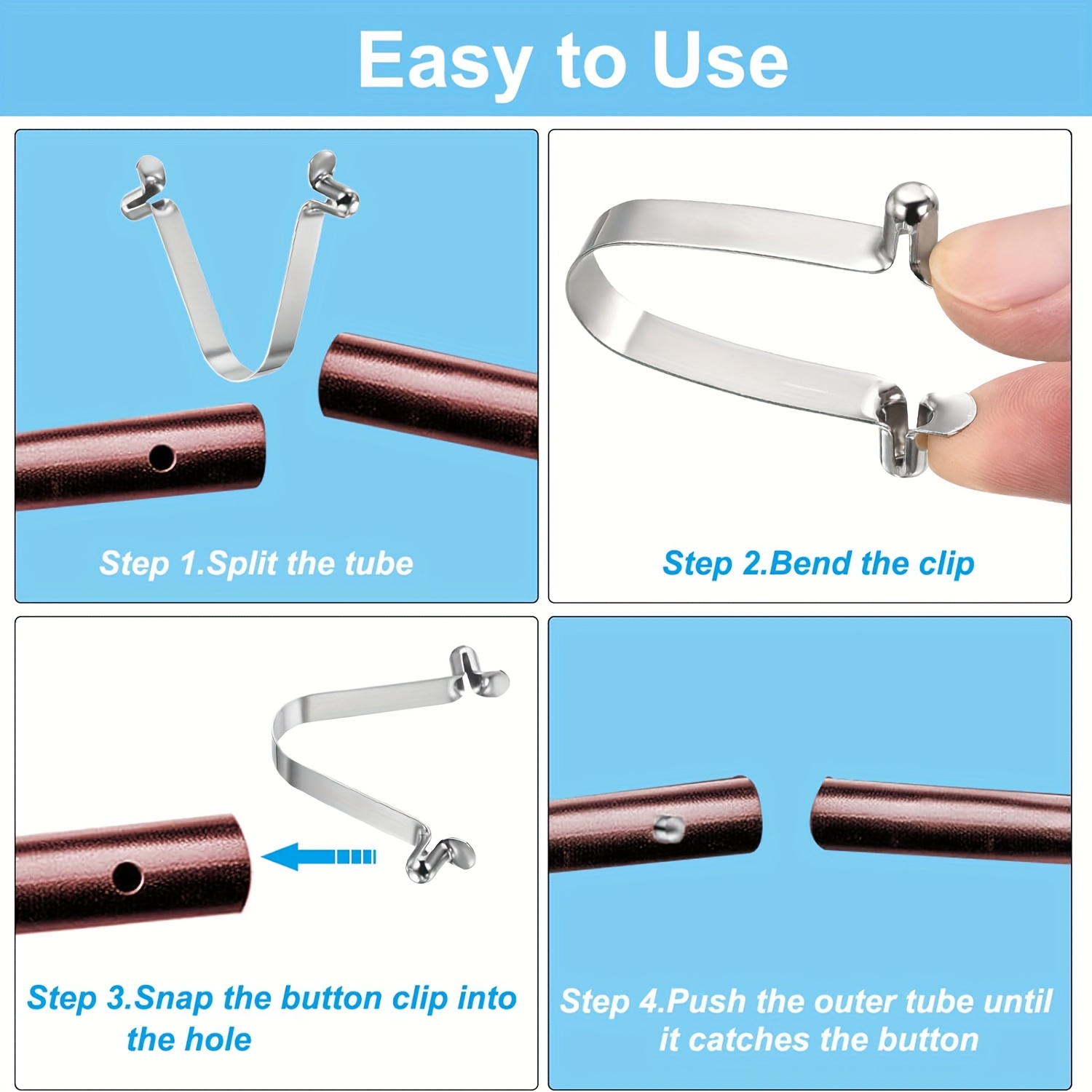 10pcs Double Button Kayak Paddle Spring Clips