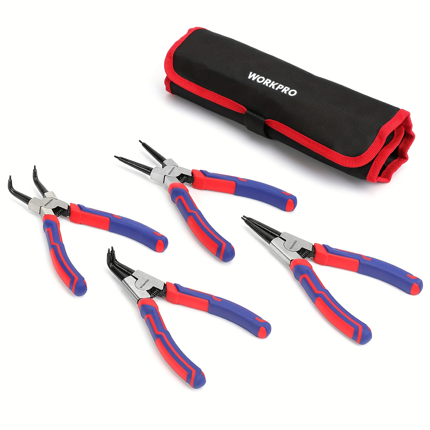 

Workpro 4-piece Snap Ring Pliers Set - Heavy Duty 7-inch Internal/external Circlip Pliers Kit (tip Diameter 5/64'')-straight/bent Jaw - Cr- - For Ring Remover Retaining- Storage Pouch Included