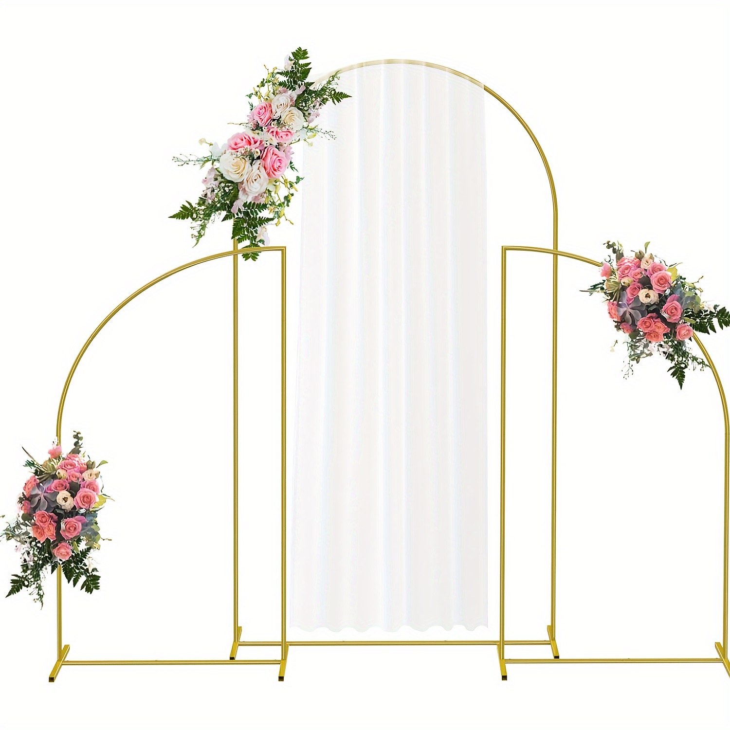 

Wedding Arch Backdrop Stand Set Of 3 (7.2ft/5ft/5ft) - Metal Gold Arch Stand, Floral Balloon Arch Frame For Wedding Birthday Party Ceremony Bridal Baby Shower Anniversary Decoration