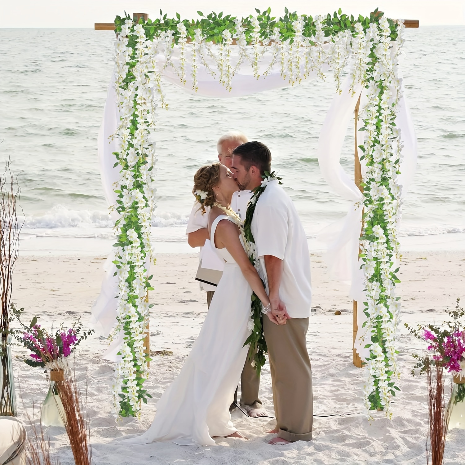 TEMU 120pcs Branches Wisteria Hanging Flowers, Hanging Flowers, Wisteria, Wisteria Garland, White Hanging Flowers, Hanging Flowers For Decoration,