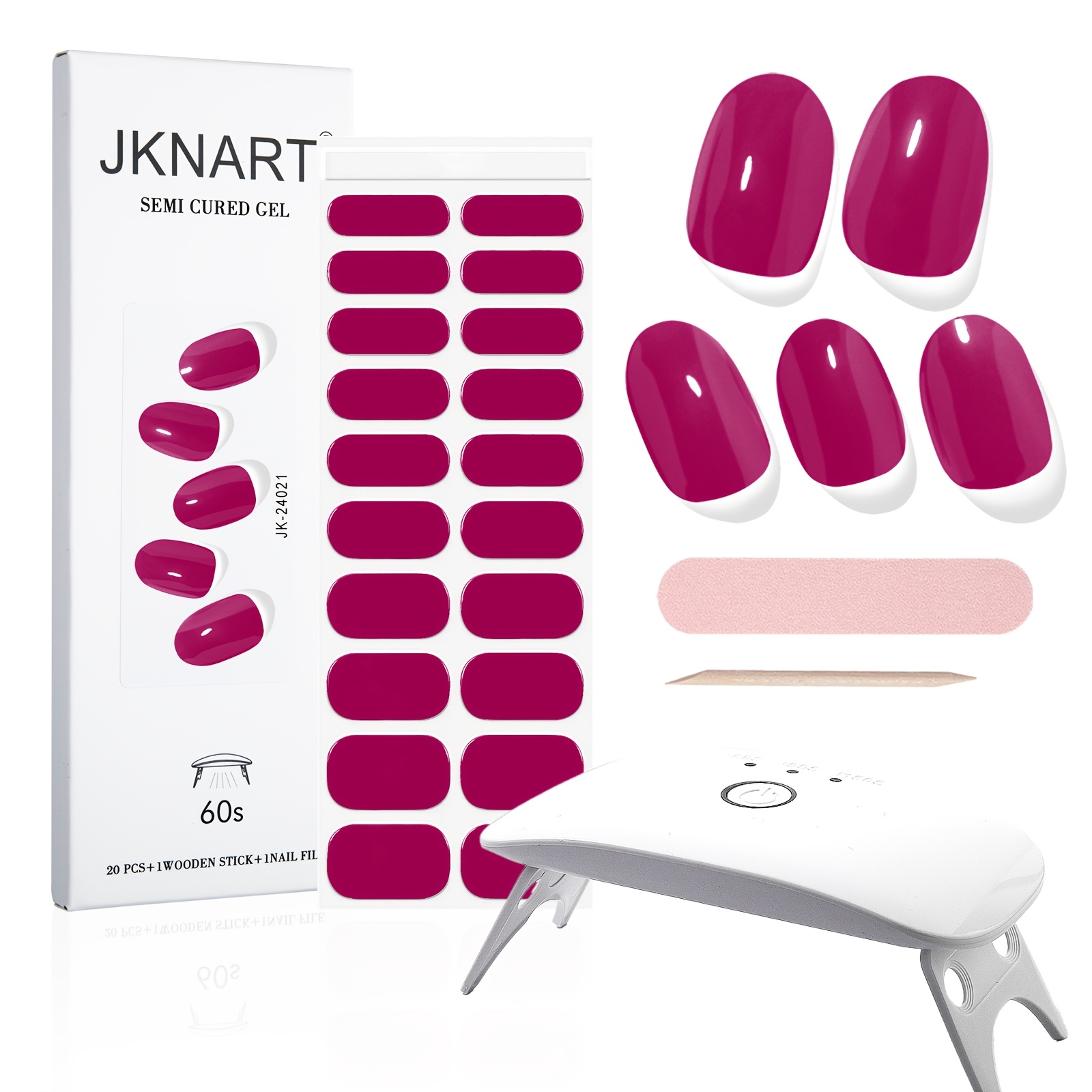 

A Semi-cured Gel Nail Sticker Set, Including A Uv Led Nail Lamp, A Box Of Purple- Stickers, Parties And Gifts, Uv Gel Stickers, Full Coverage Semi-baked Nail Stickers That Won't Damage .