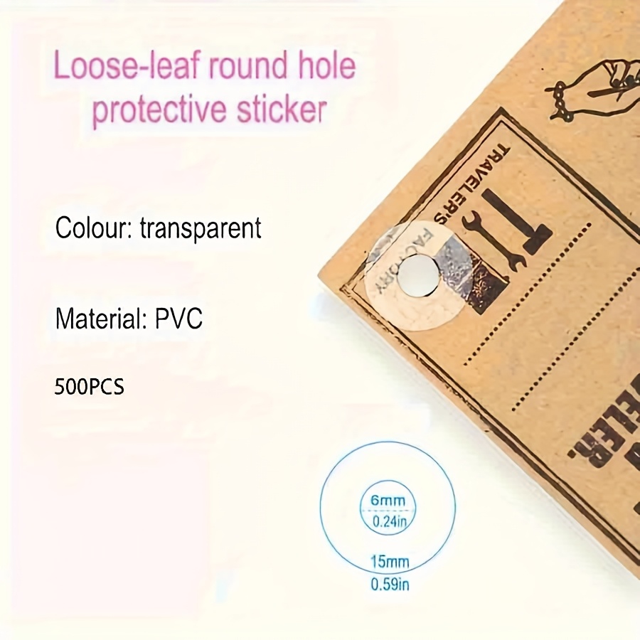 Image of 500pcs Loose-leaf Paper Hole Protector Stickers, Ideal For Punch Hole Protection And Repair, Punch Reinforcement Stickers, Round Hole Stickers, Pull-