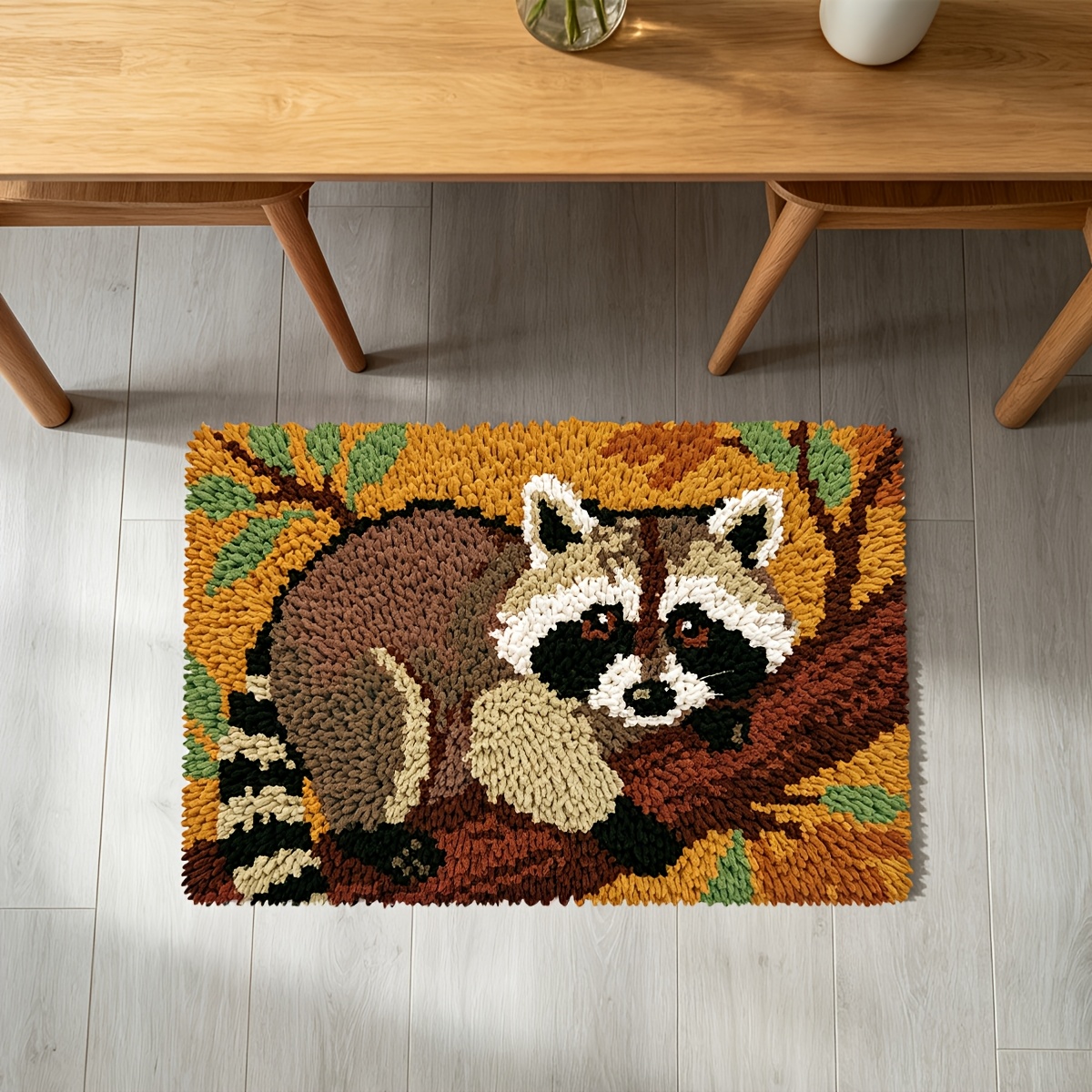 Lock Hook Kit with Cute Raccoon, DIY Tapestry Craft Set