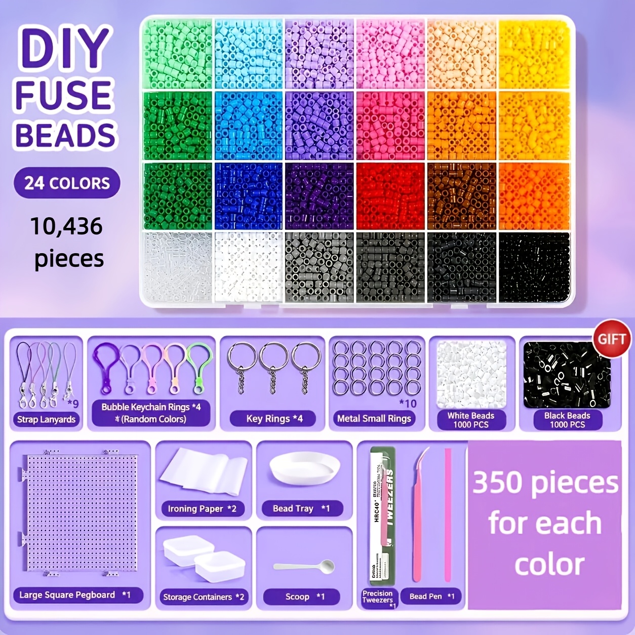 TEMU 18800 / 10, 436pcs - 2.6mm Mini High-quality Bead Set | Comes With An Upgraded Toolkit, 1 Square Template, 1 Beading Pen And 1 Beading Spoon,