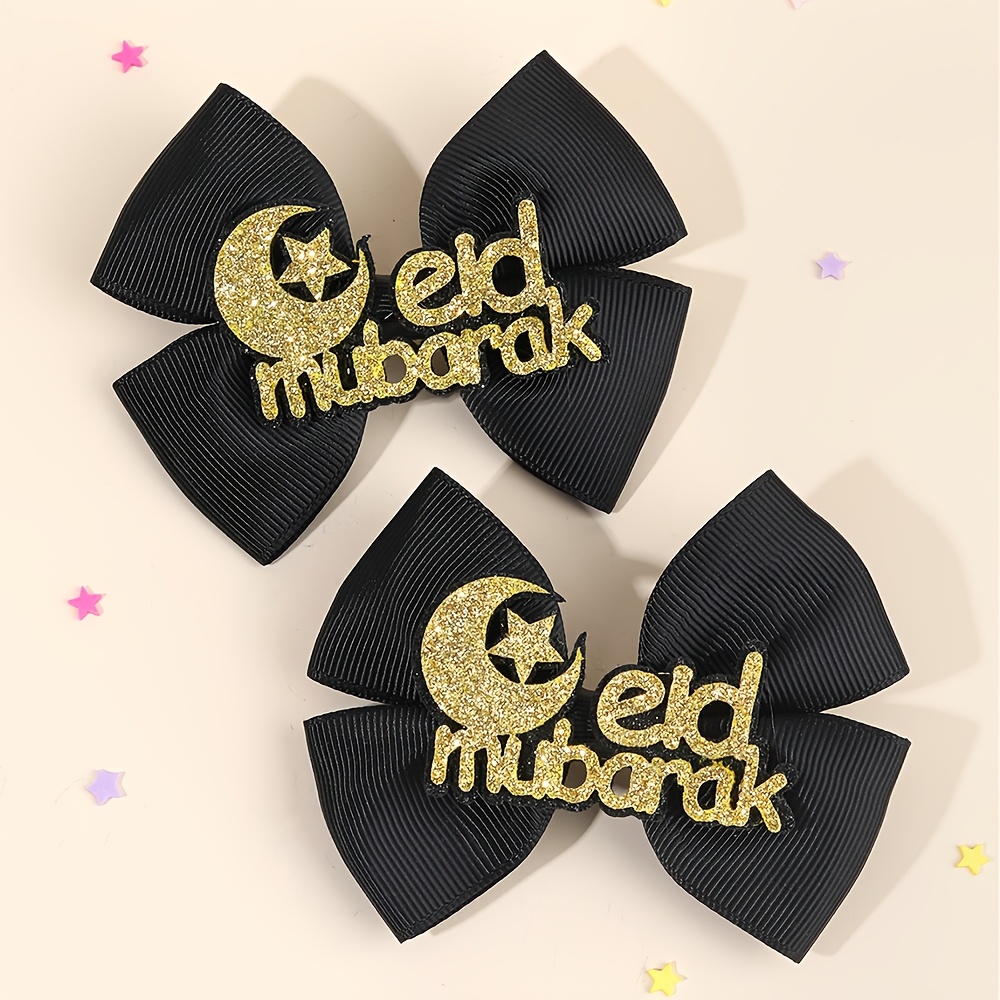 E-shop 2er-Set Eld Mubarak Buchstaben Haarspangen | Funkelnde Stern- & Mond-Haarspange für Damen, schicke Haaraccessoires für Partys, eleganter und