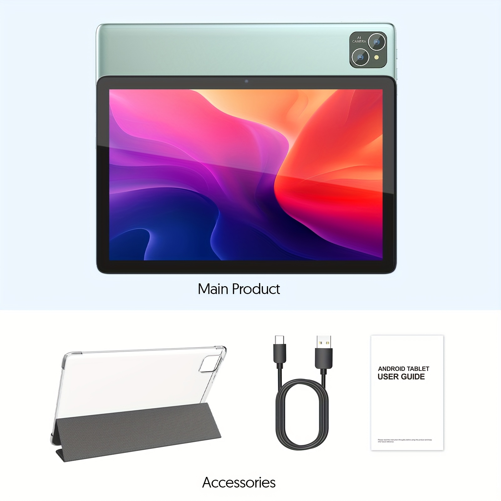 10 Inch 2-in-1 Android 14 Tablet with Keyboard, Case, Mouse & Stylus - Octa-Core A53 CPU, 8GB+4GB Expandable RAM, 128GB+1TB Expandable Storage, 2MP+8MP Dual Camera, 1280x800 IPS Screen, 6000mAh Battery, 5G WiFi 6 - Convertible Laptop & Tablet for Work, Gaming, Entertainment, Versatile Computing Device, Modern Tech Design, Durable Tablet Pc