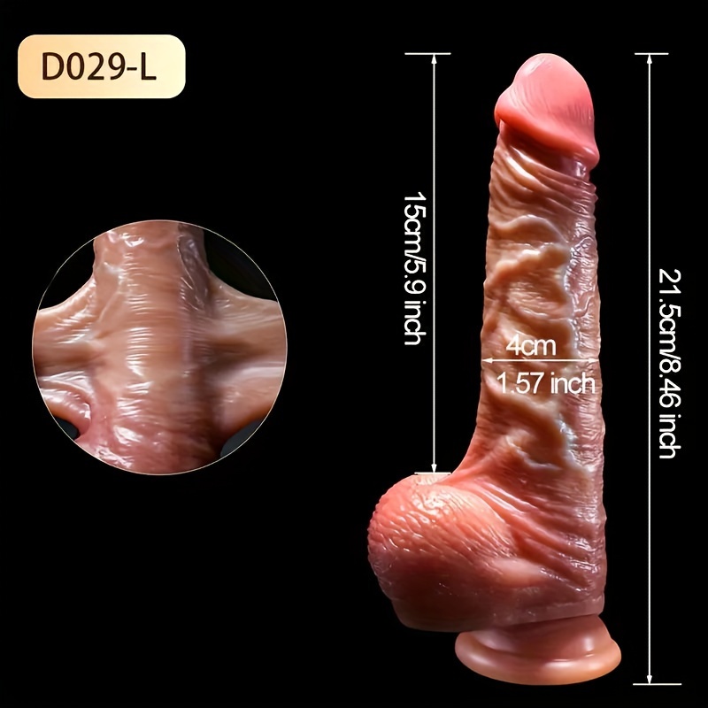 Sliding Foreskin Dildo - D029-L: 15Cm/5.9 Inch Length, 4Cm/1.57 Inch Diameter, 21.5Cm/8.46 Inch Total Length, Waterproof, No Battery, No Wire, Made of Liquid Silicone, Adult Sex Toy for Both Genders