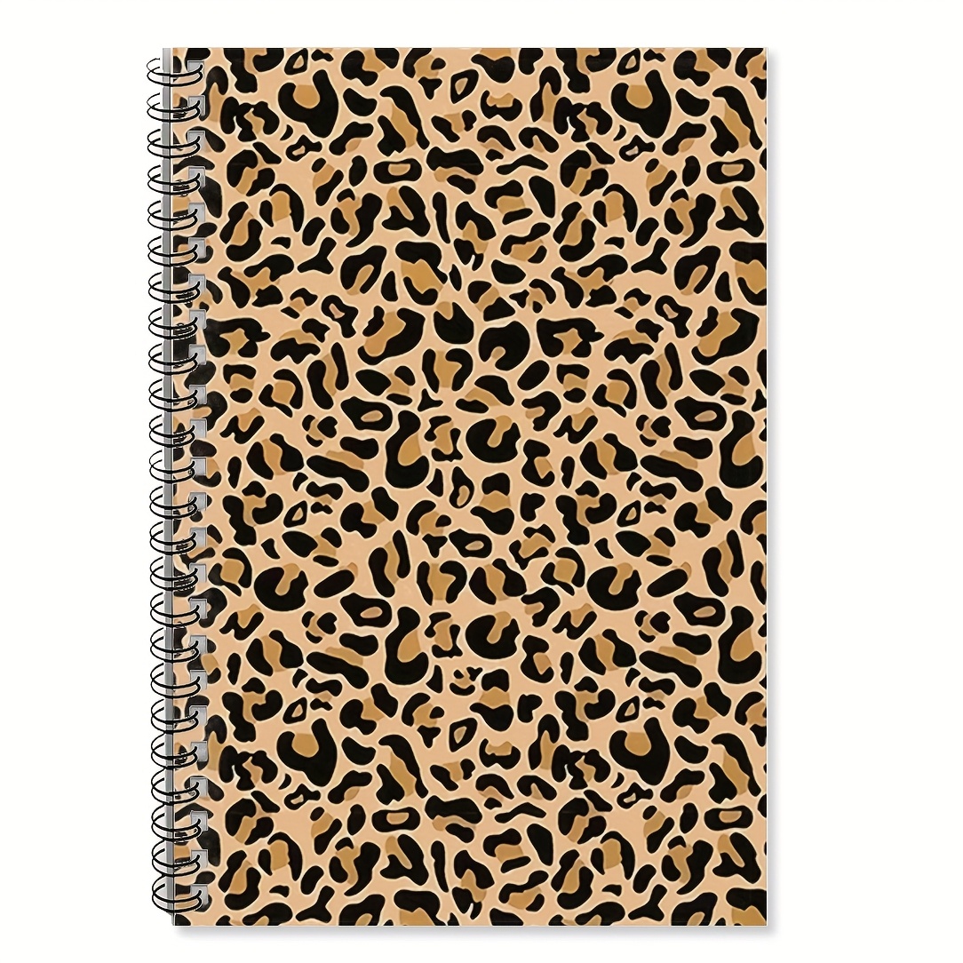 Image of Leopard Print Spiral Notebook - Durable Pp Cover, Black/brown Animal Print Design, Sturdy Metal Spiral Binding For Office, School, Journaling & Art Supplies, School Supplies | Pattern | Smooth Cover