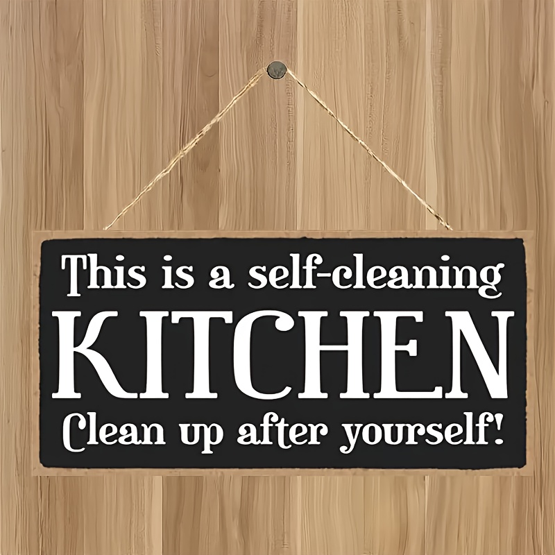 

Self-cleaning Kitchen Wall Art - Rustic Wooden Sign For Home Decor, Perfect Gift Idea