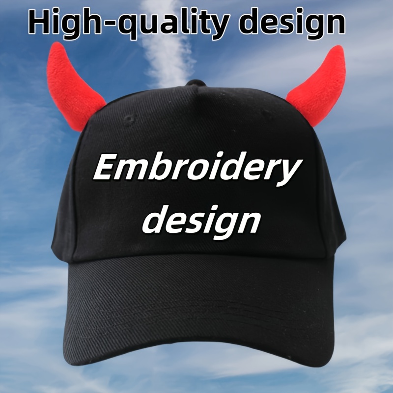 TEMU Customizable Personalized Embroidered Baseball Caps With Horn Design, Stylish And Versatile For , In Colors And Styles