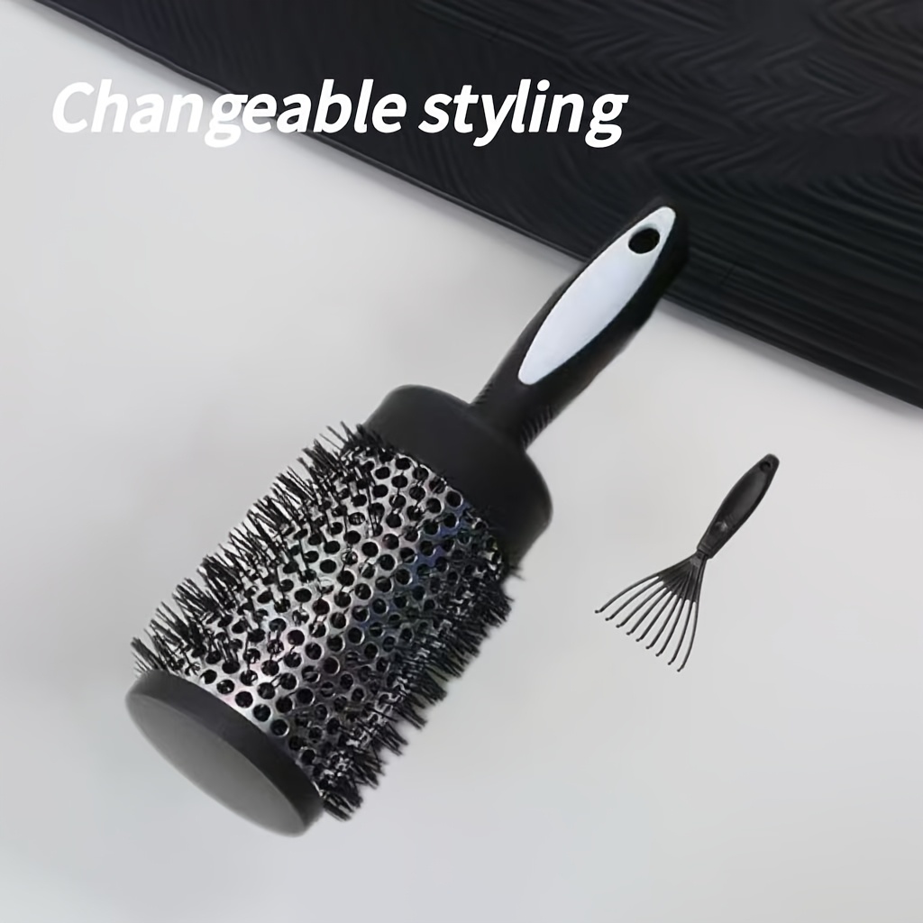 TEMU 2 pezzi/Pizzo per parrucchiere - Pizzo per styling capelli con setole in nylon, spazzola arricciacapelli a cilindro , pizzo in tubo di alluminio