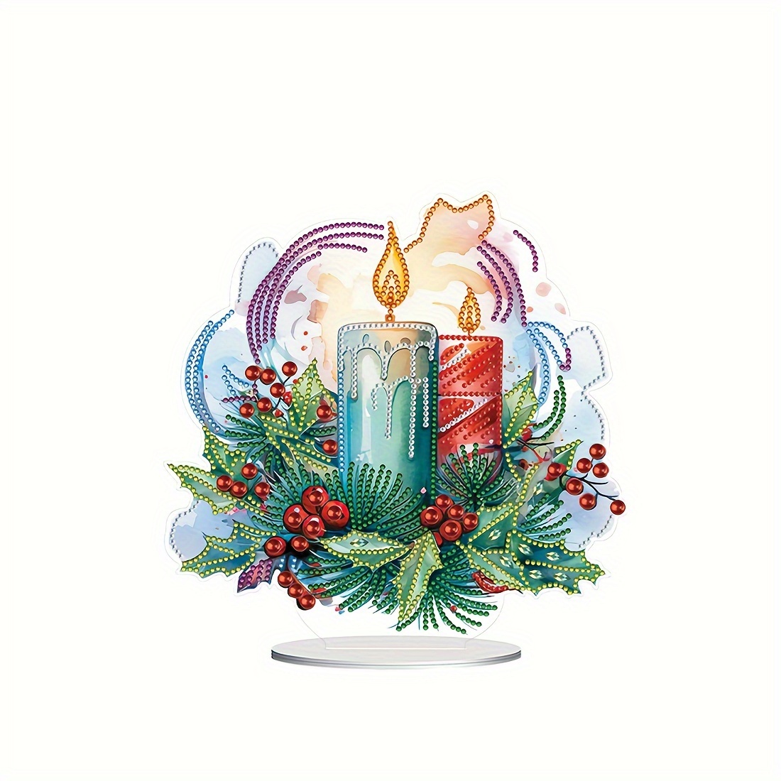 

Diy 5d Crystal Diamond Painting Kit - Christmas Candle Design | Special Shaped Diamonds | Perfect For Home & Office Decor