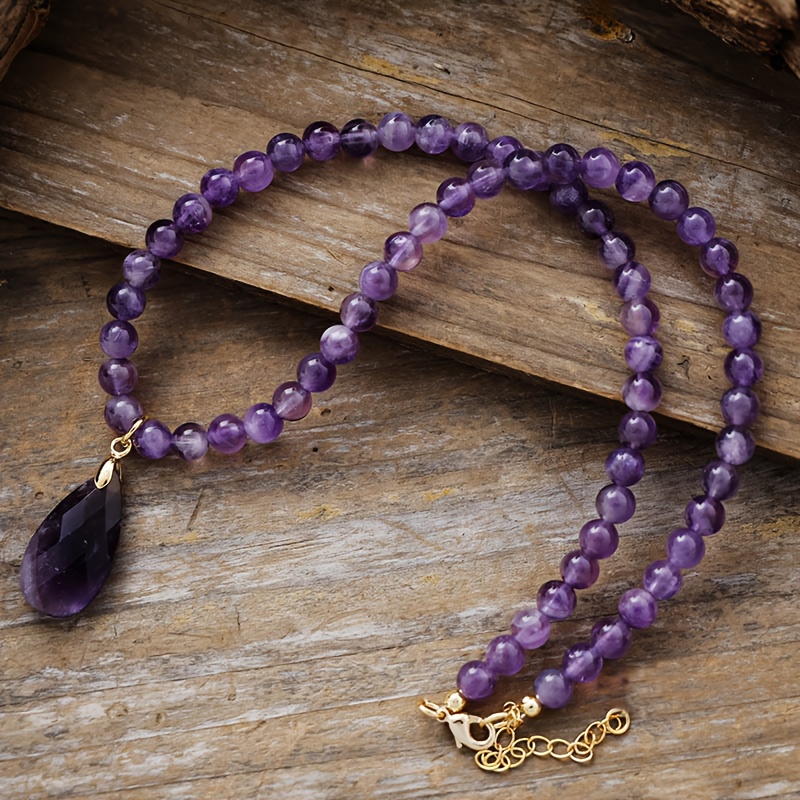 E-shop Elegante Natürliche Amethyst Halskette für Damen – Neues Sommer 2025, Geeignet für Jeden Anlass: Ein Perfektes Geschenk für Muttertag,