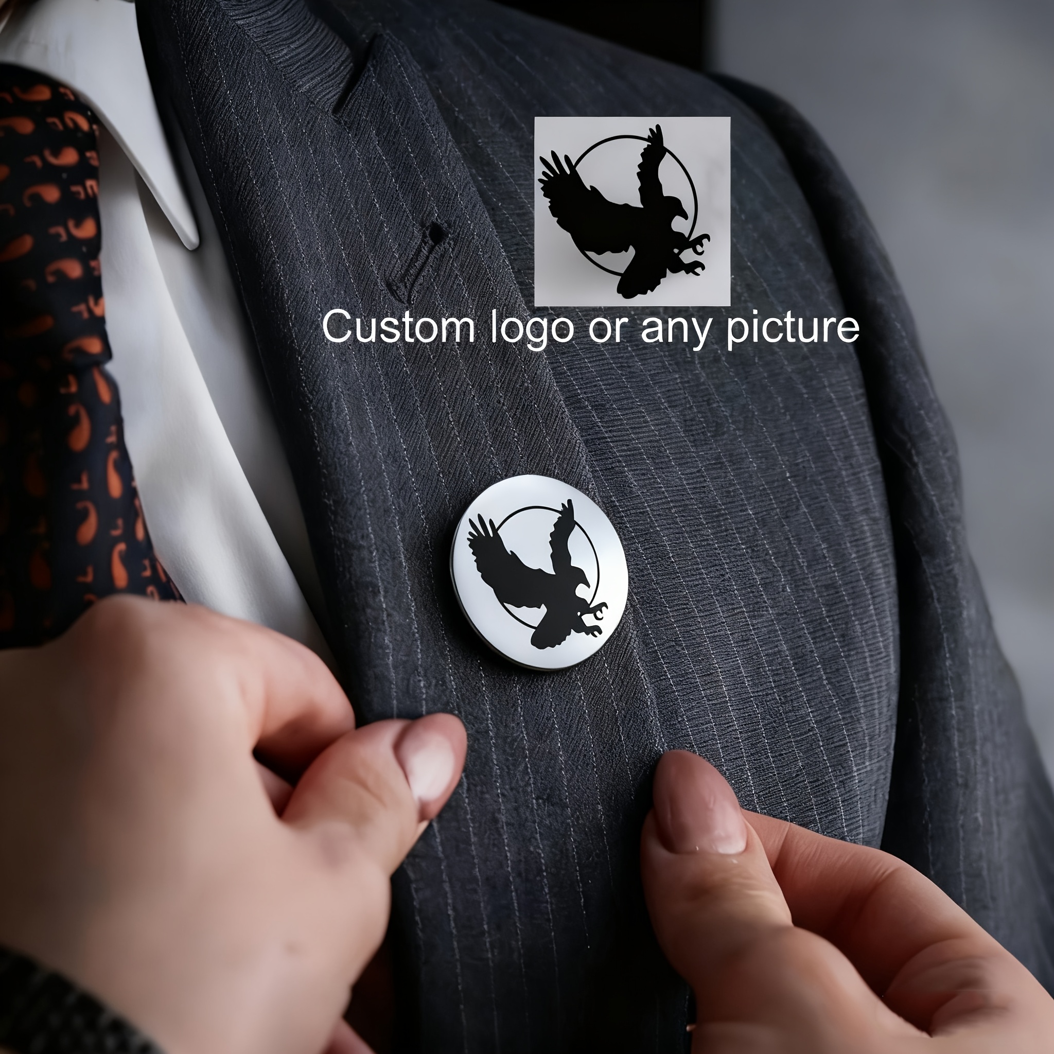TEMU Customized Personalized Logo Graffiti Hand-painted Picture Stainless Steel Brooch, Exquisite And Fashionable, Customized Commemorative Picture