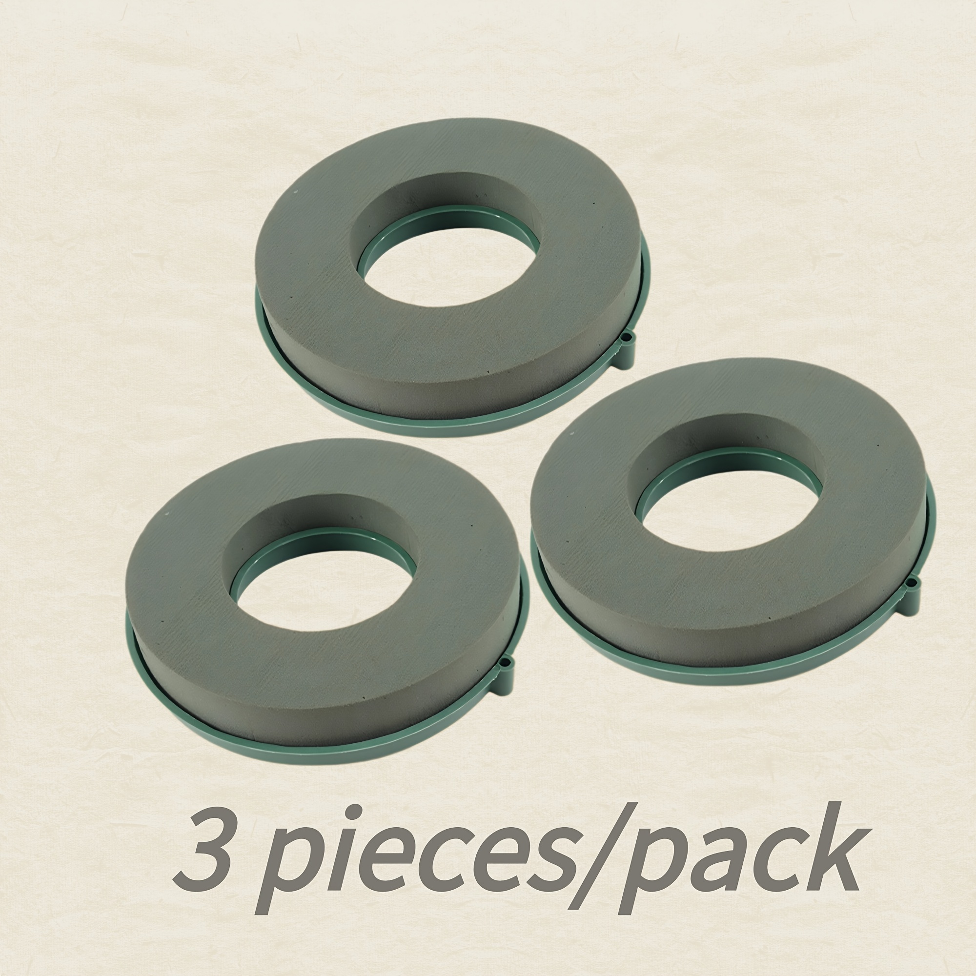 TEMU Green Ring-shaped Wet Flower Mud Foam, With An Outer Diameter Of 25cm, Sold In Packs, 3pcs Per Pack, Suitable For Flower Arrangement, Weddings,