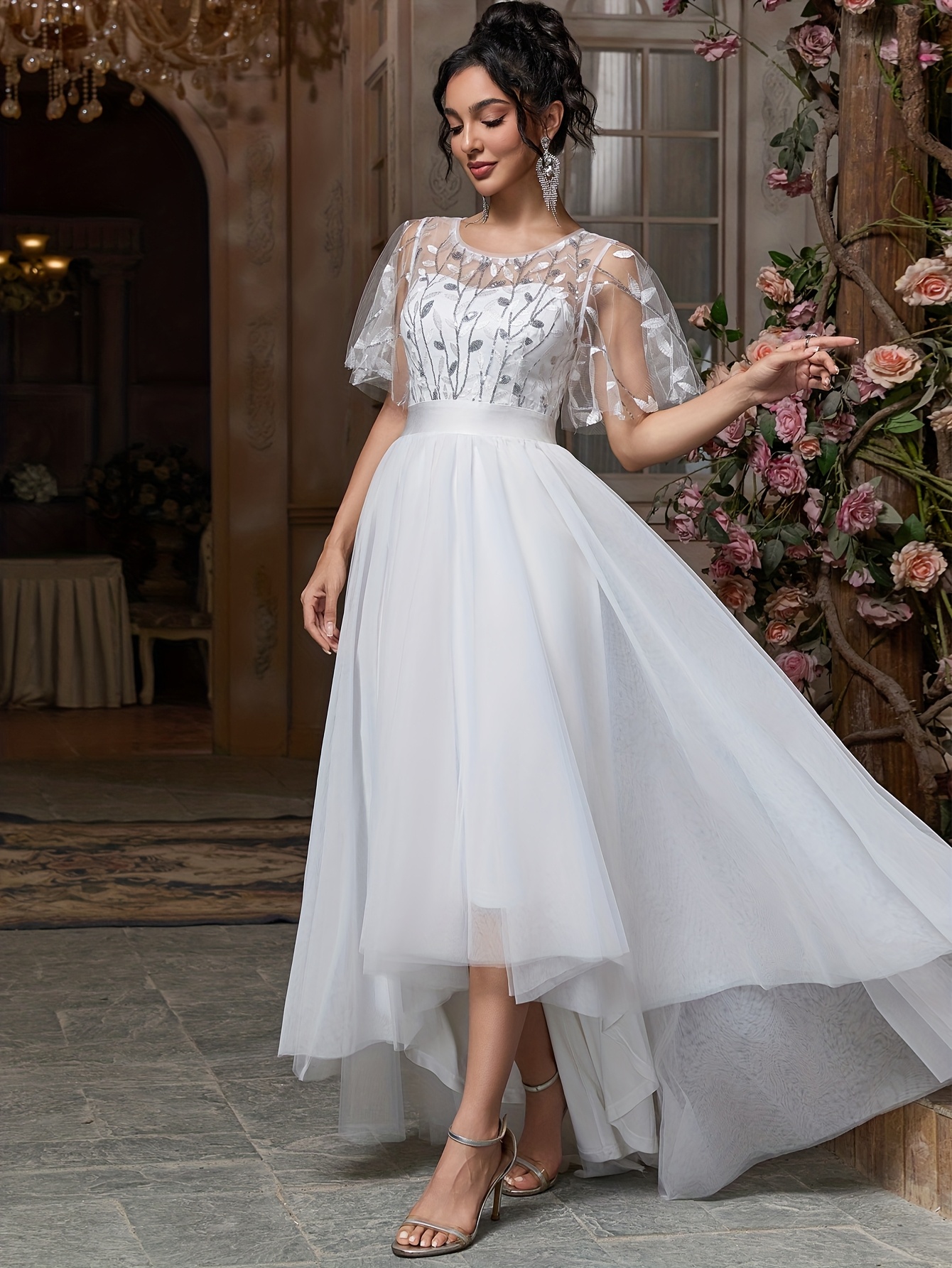 embroidered mesh wedding dress 5 YARDS / 3 COLORS / Esmée Floral Embroidery Mesh Lace Party Prom Brid –  Classic Modern Fabrics main image 0