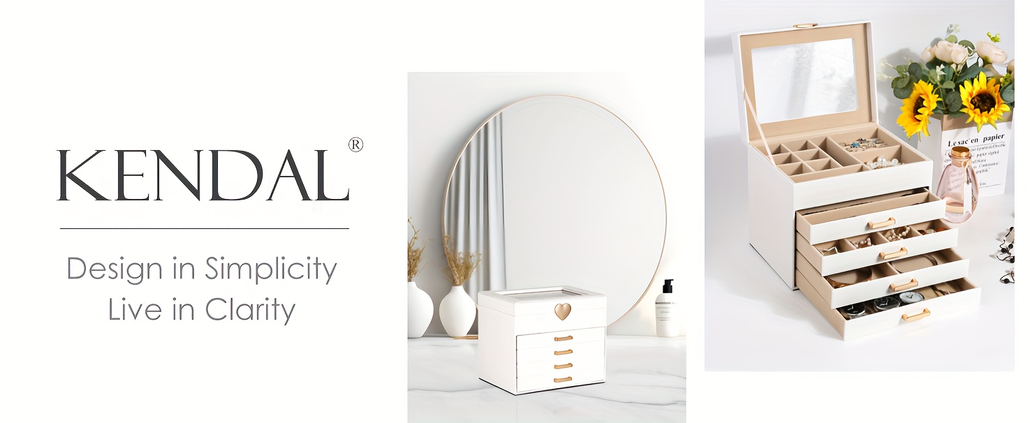 elegant 5 layer white jewelry organizer box with glass lid brass   knobs   leather storage for necklaces earrings rings bracelets ideal gift for girls jewelry boxes Product details 0