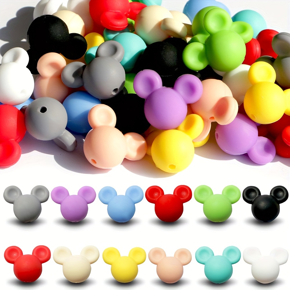 

Silicone Mouse Head Beads, 27/54pcs Mixed Color Bead Assortment For Diy Keychains, Bracelets, Necklaces, Pens, Jewelry Making Crafts