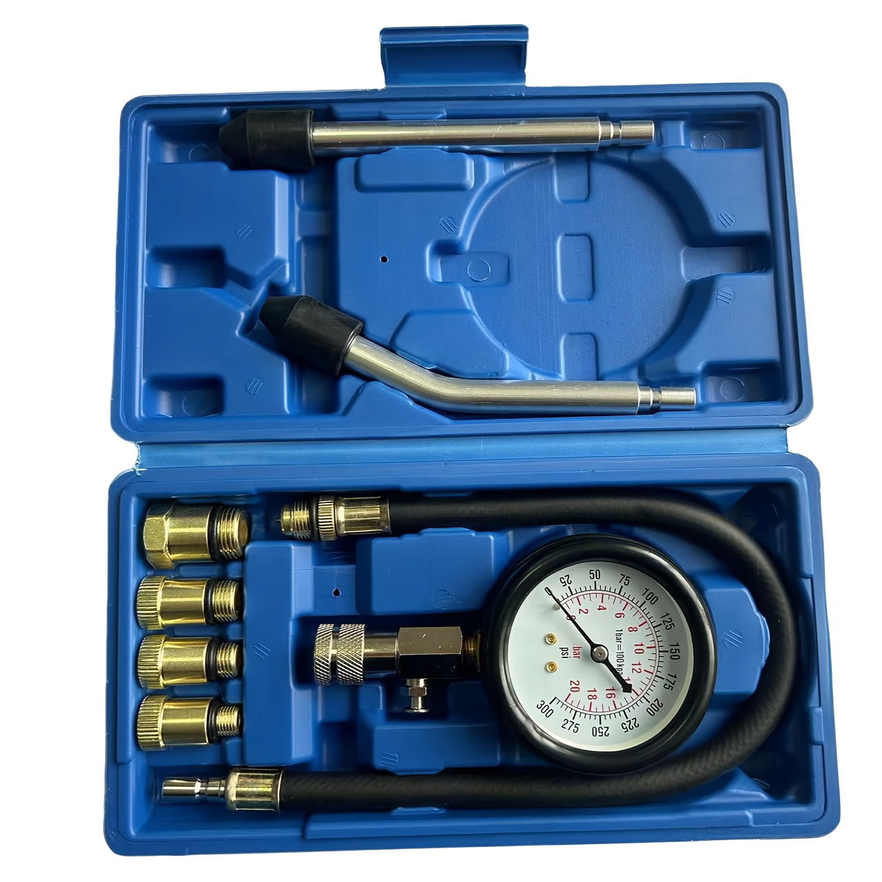 TEMU "8pcs Professional Cylinder Compression Tester | 0-300psi Universal For Gasoline/ Engines | Quick Release Connector pressure Relief Valve Design