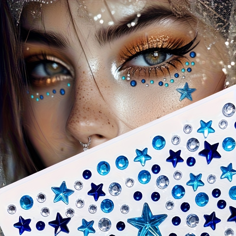 Glitter Stickers In Of Stars | Used On Areas (lips/cheeks/eyes/nails) | Stickers With A Punk Vibe For Parties | Essential For Celebrations And Festivals | Perfect For Halloween And Birthday Outfits