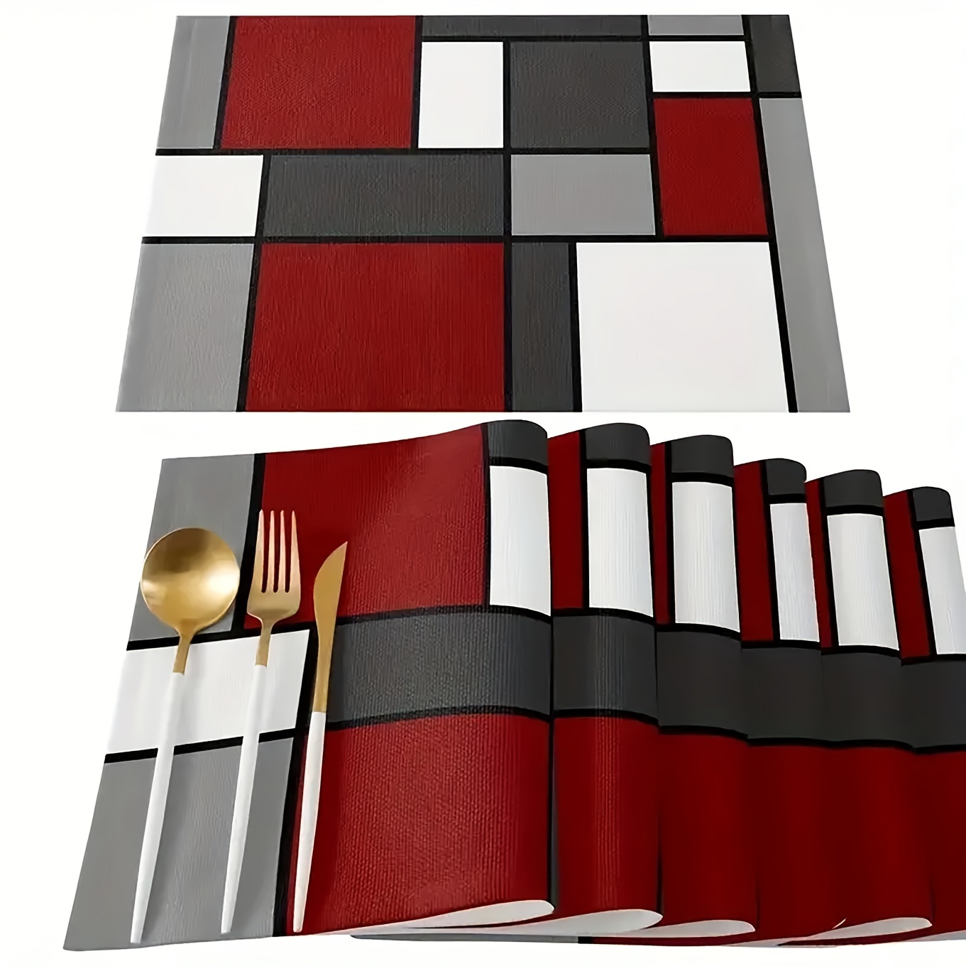 Image of Luxury 4pcs/6pcs Set Of Placemats - Heat-resistant, Vibrant Geometric Pattern, Durable And Suitable For Holiday Parties, Coffee Tables, Restaurants And Home Decoration