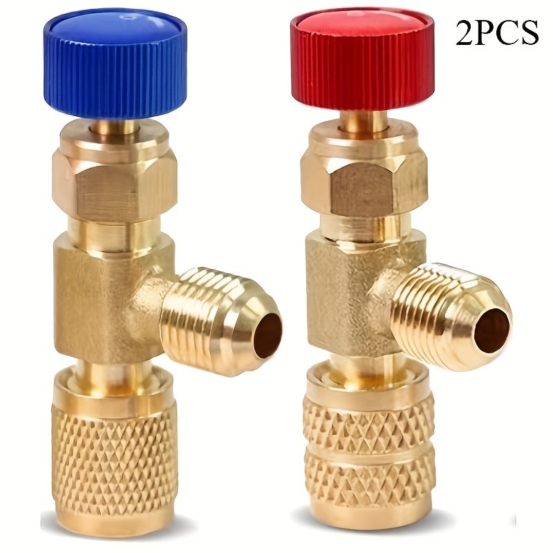 Image of 2pcs R22 Refrigerant Charging Valve Set - R22 Male To 1/4’’ & 5/16’’ Female Adapter Refrigerant Control Valve Safety Hvac Ball Valves For Air Conditioner Manifold