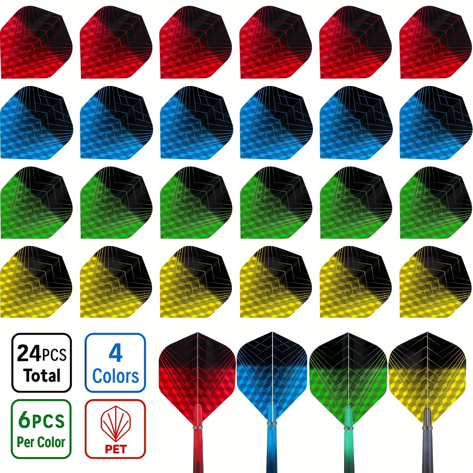 24pcs Darts Flights 4 Colors Darts Accessories