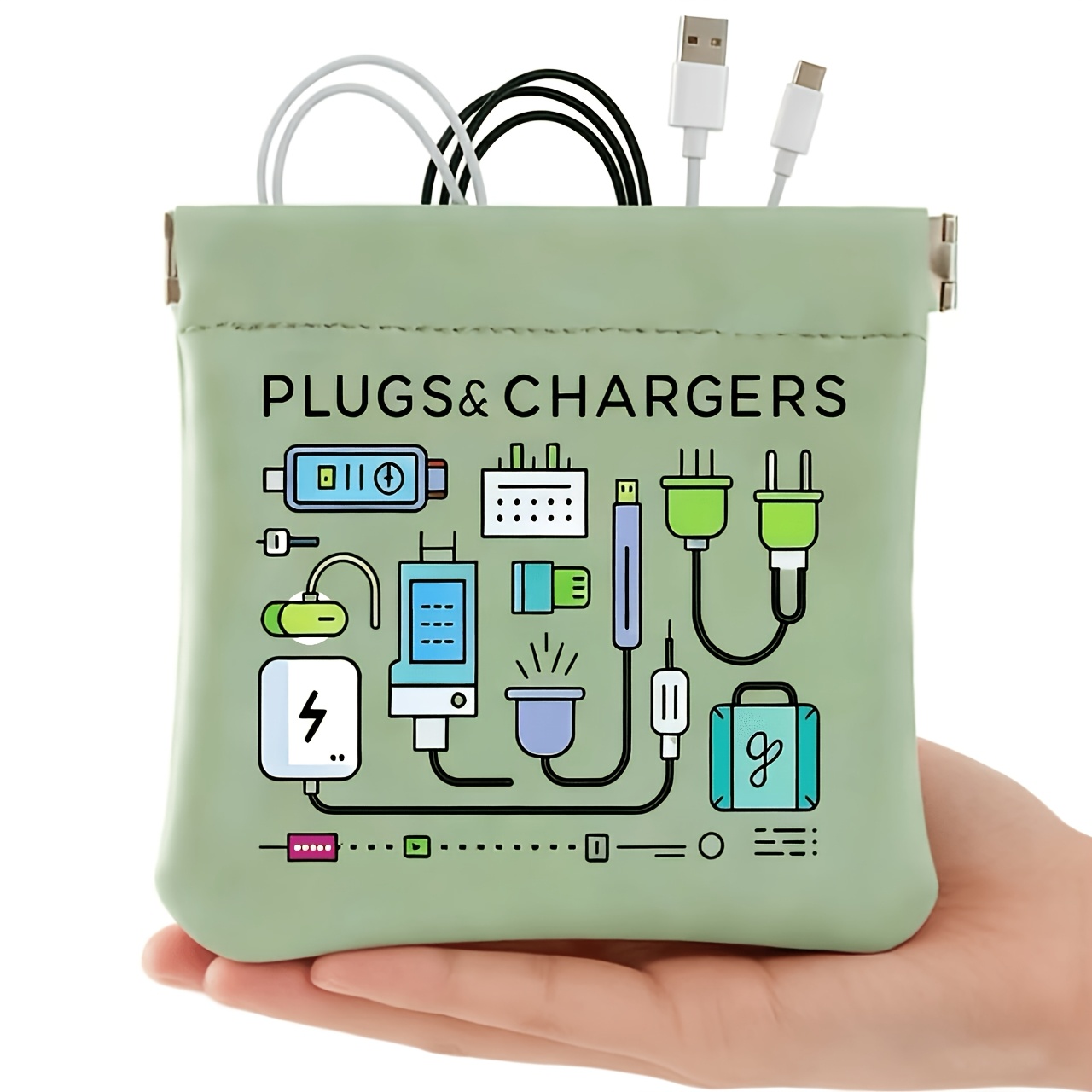 TEMU Portable Cable Organizer Bag 12x12cm - Travel For , Usb Cables, Plugs And Earbuds - Keep Your Electronics Tidy