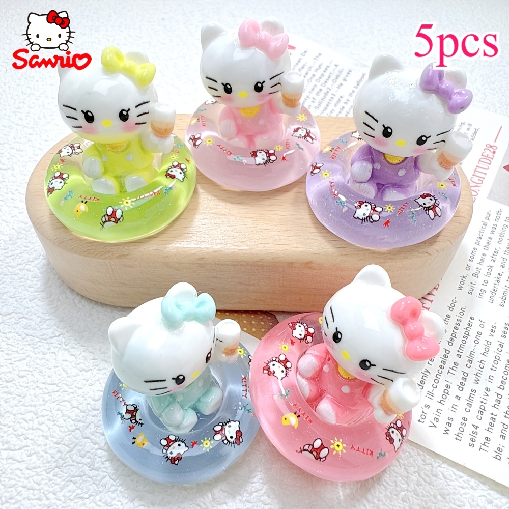 TEMU 5pcs Of Hello Kitty 3d Party Pool Float Decorations, Made Of Resin Material To Enhance The Decorative Effect. With Cream-colored Hairpin