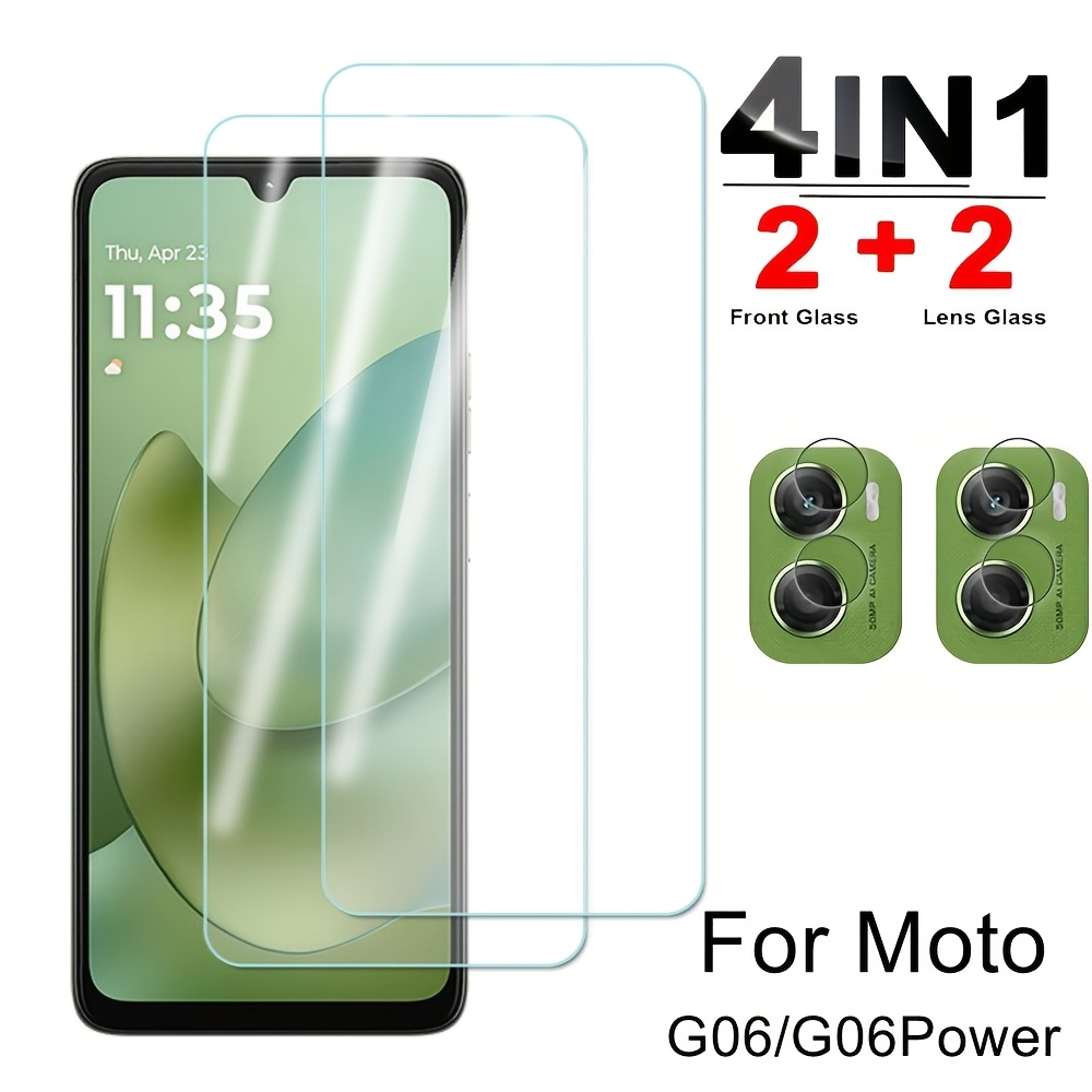 TEMU 4 In 1 Compatible With For Motorola For Moto G06, This Transparent Tempered Glass For Moto G06 Power Offers High-definition Protection For The