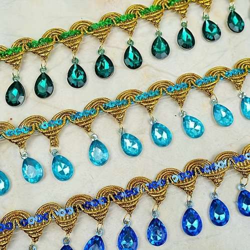 3 Meter Rhinestone Tassel Trim - Crystal Beaded Fringe For Decor White