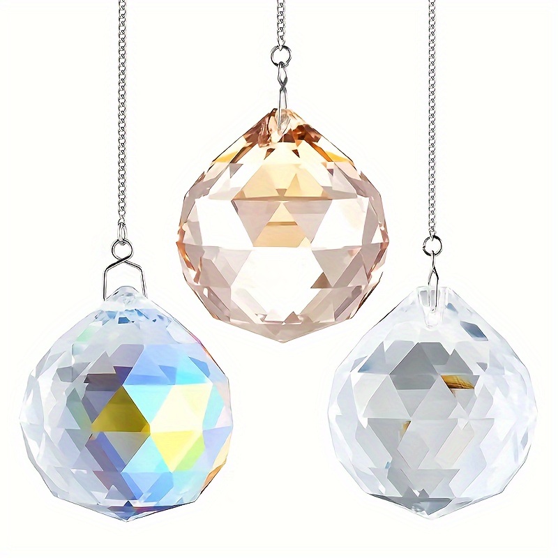 

Crystal Suncatcher Prism Ball - Feng Shui Window Hanging Pendant 40mm For Rainbow , Rainbow Beaded Suncatcher Outside