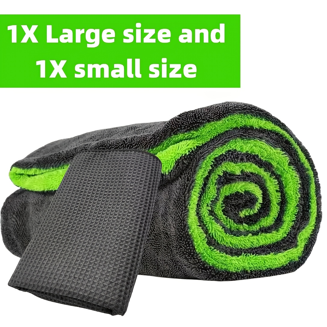 E-shop 2er-Set Auto-Trockentuch in voller Größe – 48x24 Zoll übergroßes Mikrofasertuch, Doppel-Knickring-Design, super saugfähig, kratzfest, 1600 GSM,
