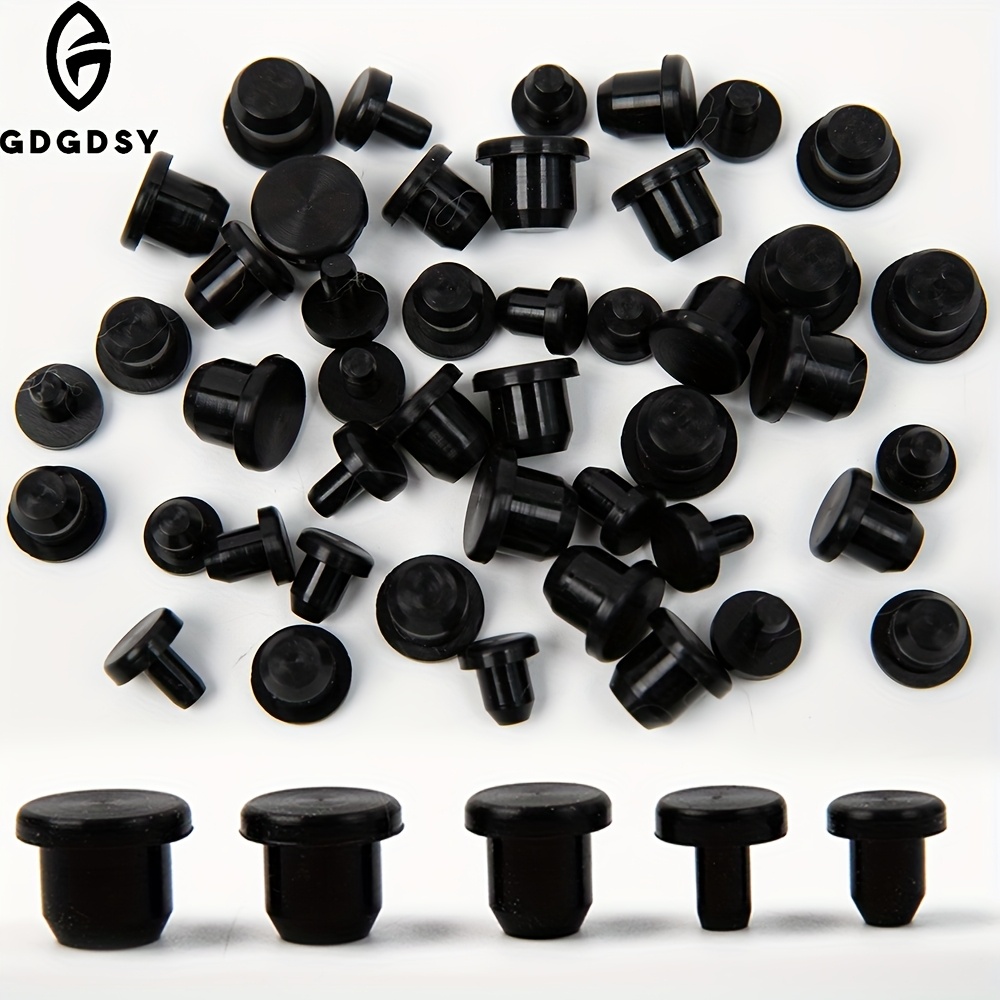 50pcs 5 Sizes Silicone Hole Plug Black Round Waterproof End Covers Soft Flexible Stopper Fit For 4-9.5mm Inner Diameter Hole Bottles Pipes Flower Pots